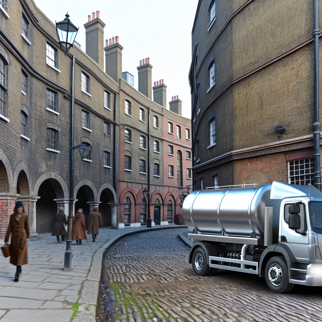 A water delivery truck on the streets of London, UK