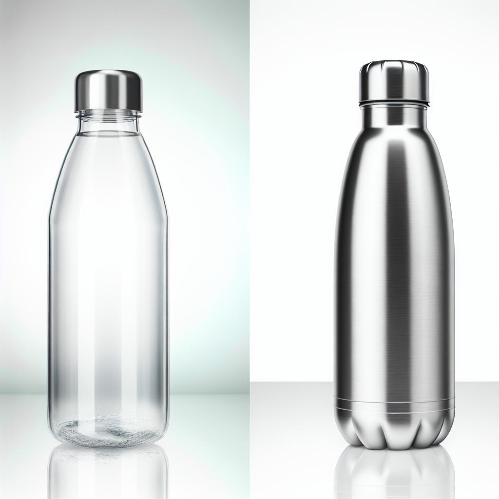 Reusable glass and stainless steel water bottles